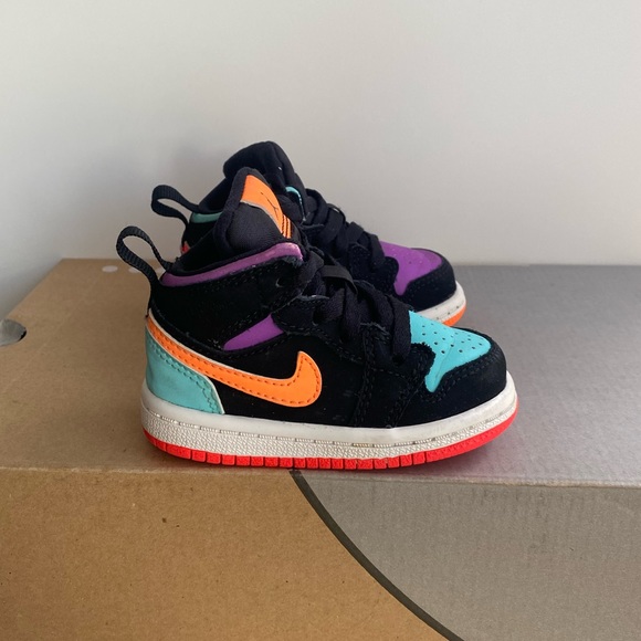 Jordan 1 Mid “Black Multi” Toddler Sneakers  - SZ 4 C - Picture 2 of 13